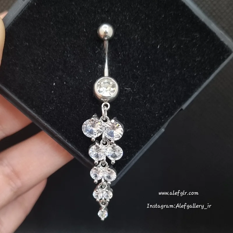 پیرسینگ ناف نگین دایره ای آویز کد 250191