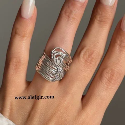 انگشتر دفرمه ابکاری نقره