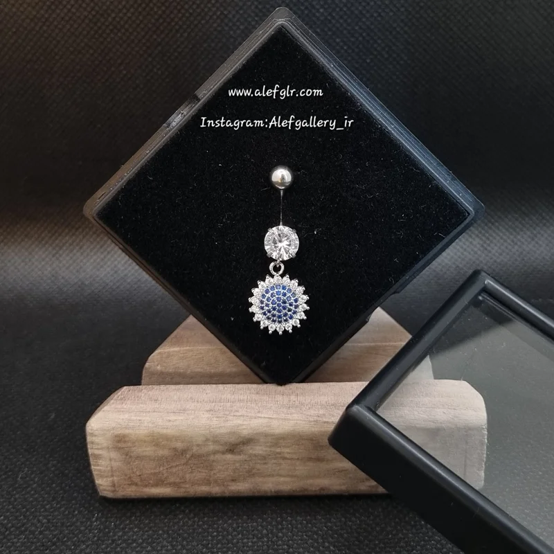 پیرسینگ ناف طرح گل نگین کاری شده (ارسال ریگان) کد 250182