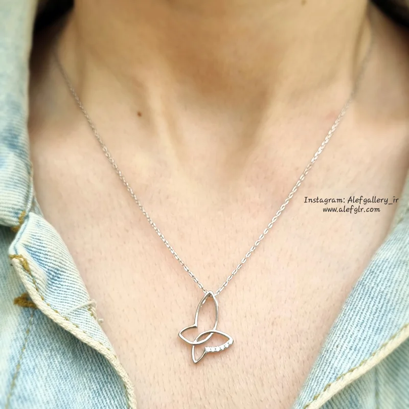 گردنبند نقره طرح پروانه (ارسال رایگان) کد 250074