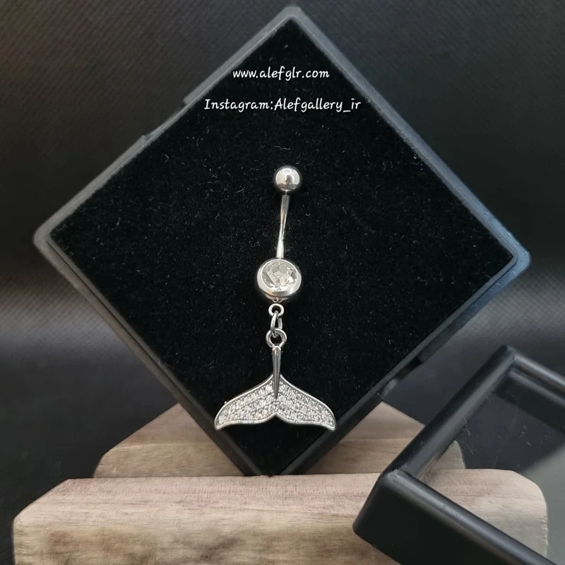 پیرسینگ ناف دم وال نگین کاری شده (ارسال رایگان) کد 250187