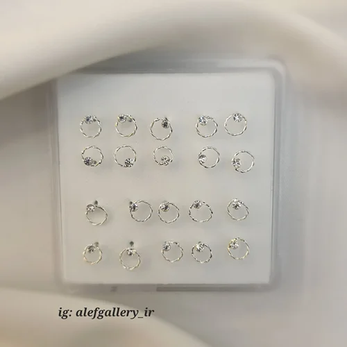 پیرسینگ بینی دایره تک نگین روکش نقره کد ۲۵۰۳۰۵