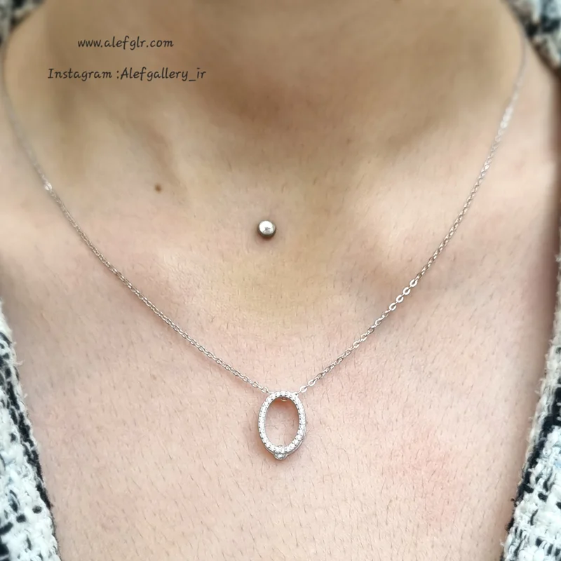 گرنبند نقره طرح دایره نگین دار (ارسال رایگان) کد 250101