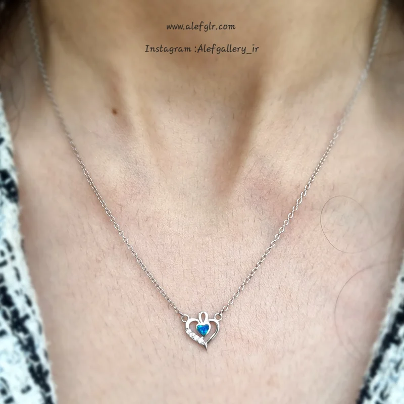 گردنبند قلب با نگین آبی (ارسال رایگان) کد 250081