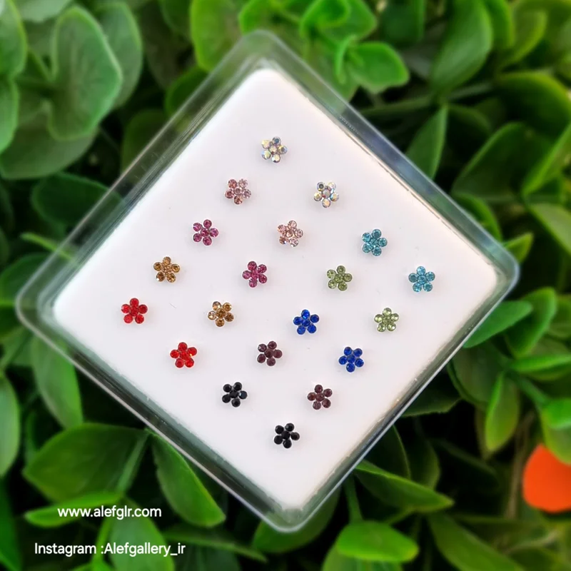پیرسینگ بینی میخی نقره گل رنگی کد 240649