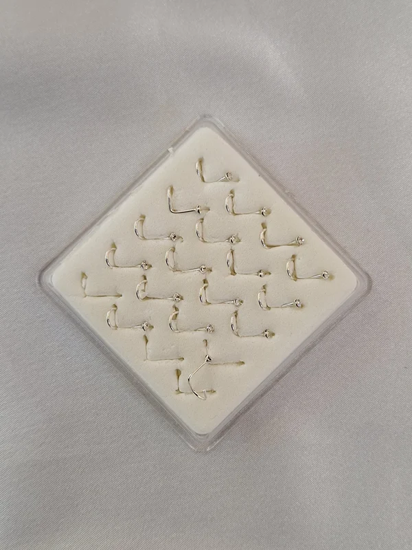 پیرسینگ بینی پایه اچ سی تک نگین نقره کد 240608