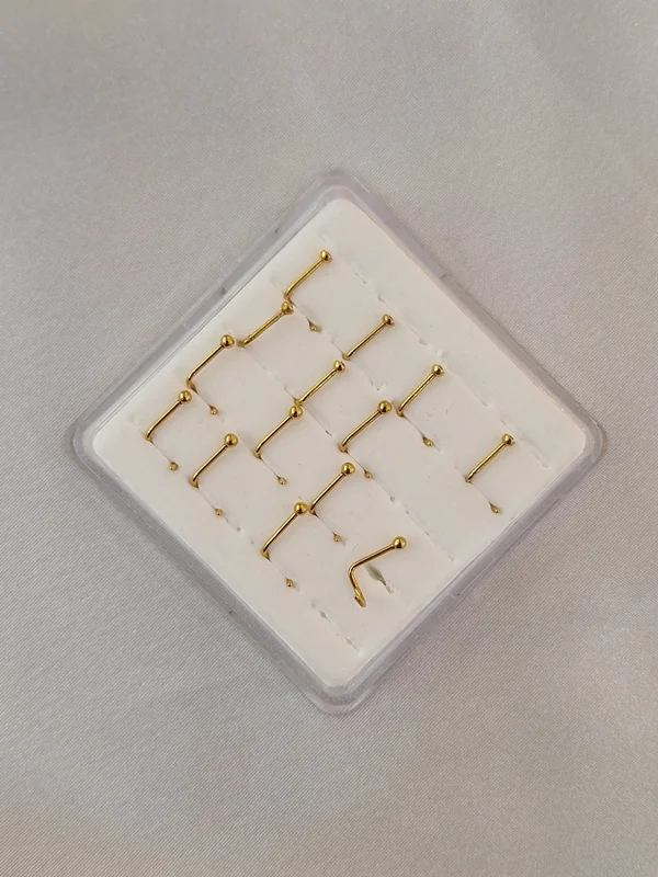 پیرسینگ بینی پایه اچ سی توپی طلایی کد 240613