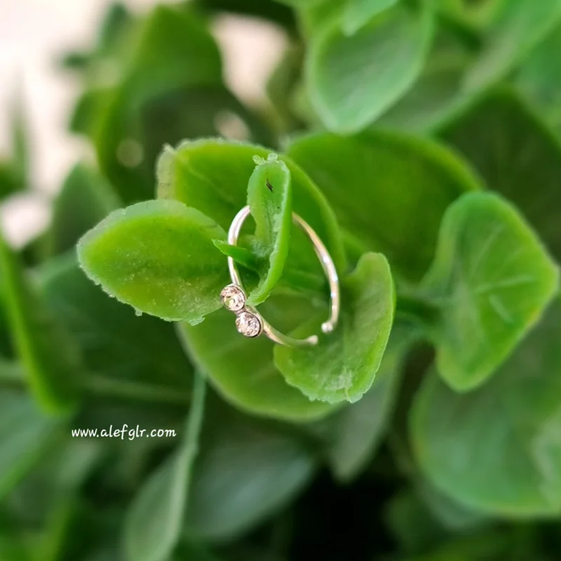 پیرسینگ حلقه ای بینی نقره نگین دار کد 250003