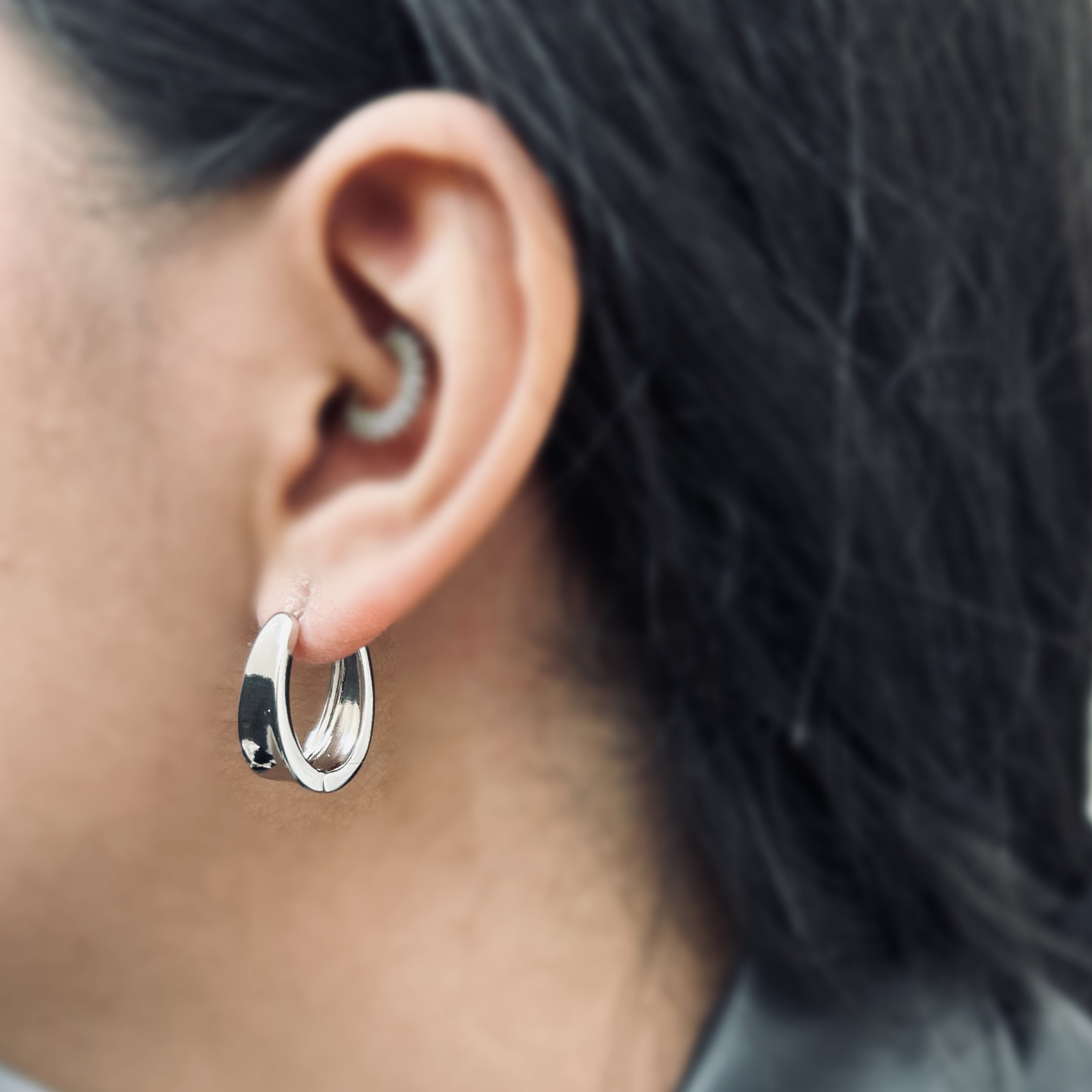 گوشوار حلقه ای نقره ای از برند ژوپینگ ||خرید آنلاین