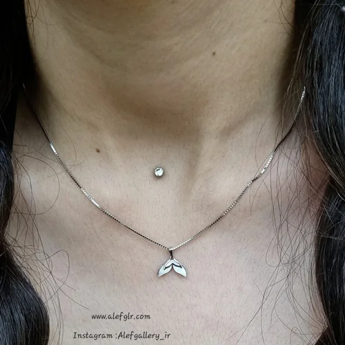 گردنبند نقره دم وال صدفی (ارسال رایگان) کد 250140