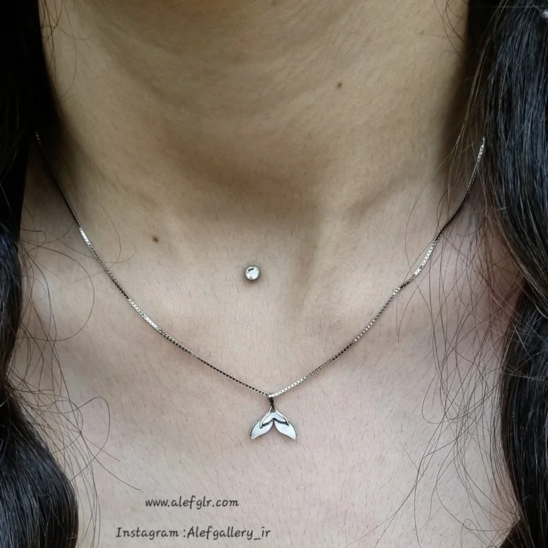 گردنبند نقره دم وال صدفی (ارسال رایگان) کد 250140
