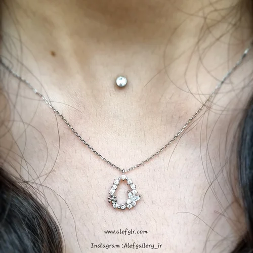 گردنبند نقره طرح اشک پروانه ای نگین دار(ارسال رایگان) کد 250139