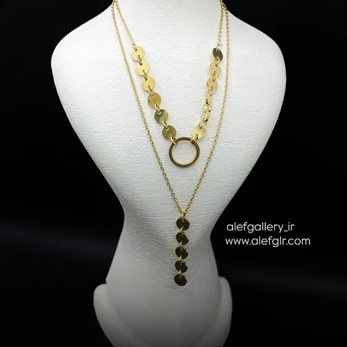 گردنبند دو ردیف دایره ای طلایی