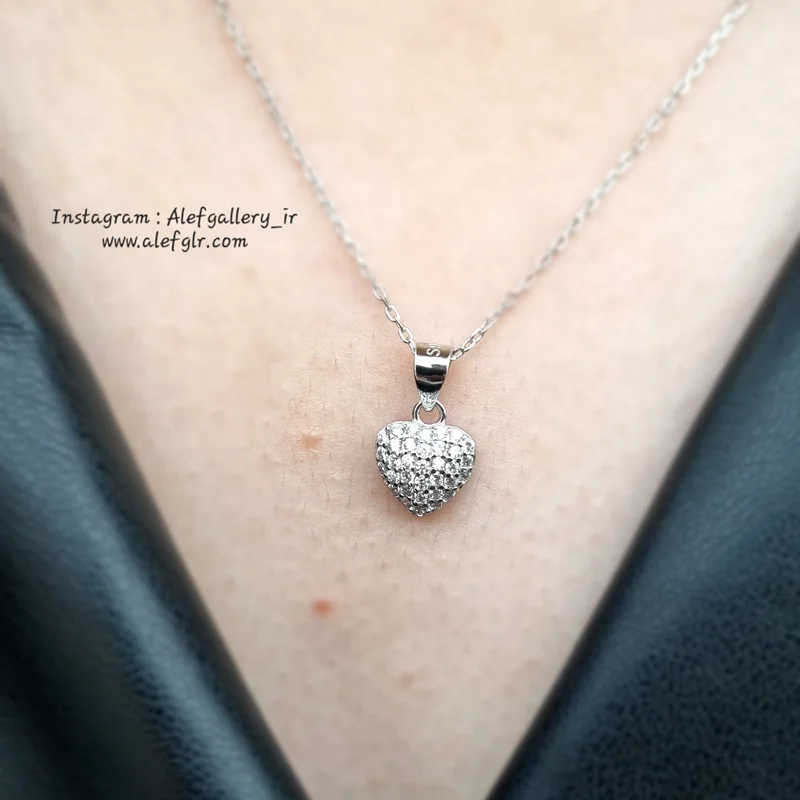 گردنبند نقره طرح قلب نگین دار (ارسال رایگان) کد 250057