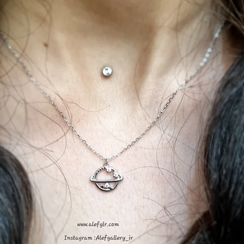 گردنبند نقره زحل نگین دار (ارسال رایگان) کد 250142