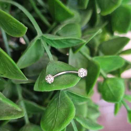 پیرسینگ ابرو دوسر گوی نگینی دار کد 240221