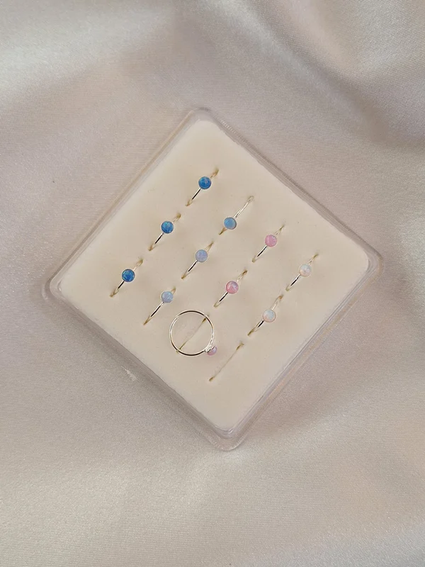 پیرسینگ بینی حلقهای سنگ اپال کد 240508