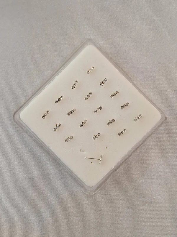 پیرسینگ بینی سه نگین نقره کد 240612