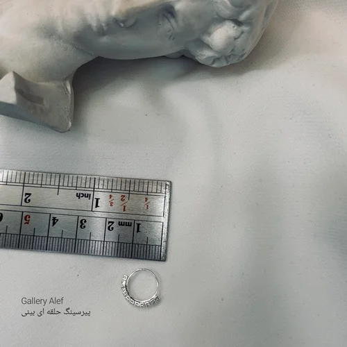 پیرسینگ حلقه ای ردیف نگین بینی نقره