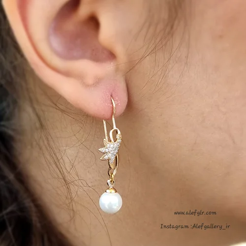 گوشوار حلقه ای اویز دار مروارید برند ژوپینگ xuping کد 250038