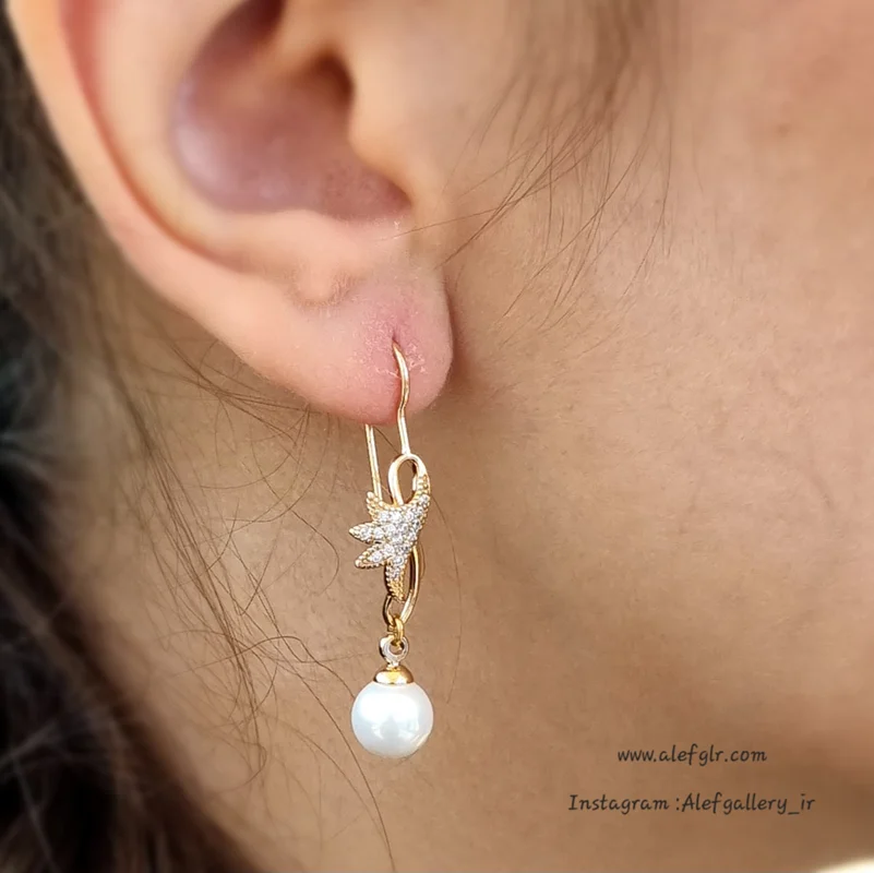 گوشوار حلقه ای اویز دار مروارید برند ژوپینگ xuping کد 250038