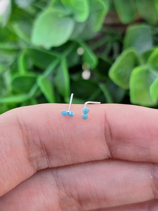 پیرسینگ بینی نقره نگین آبی کد 240642