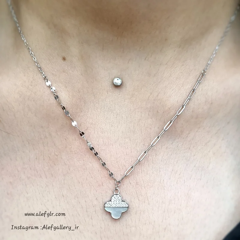 گردنبند نقره ونکلیف نگین کاری شده (ارسال رایگان) کد 250132