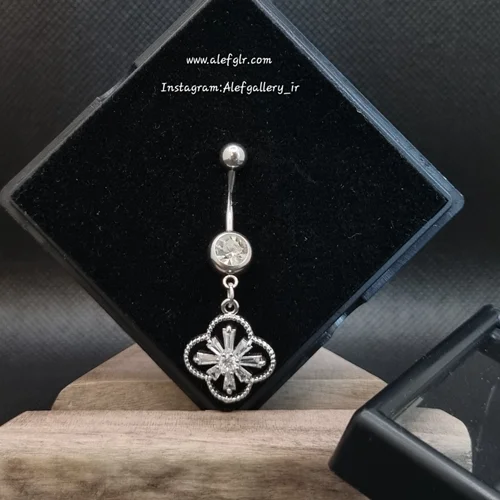 پیرسینگ ناف ونکلیف vancliffe طرح گل نگین کاری شده کد 250183