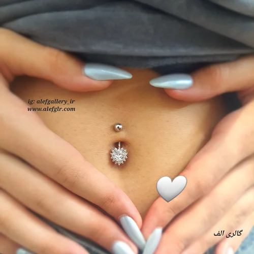 پیرینگ ناف قلب نگین دار