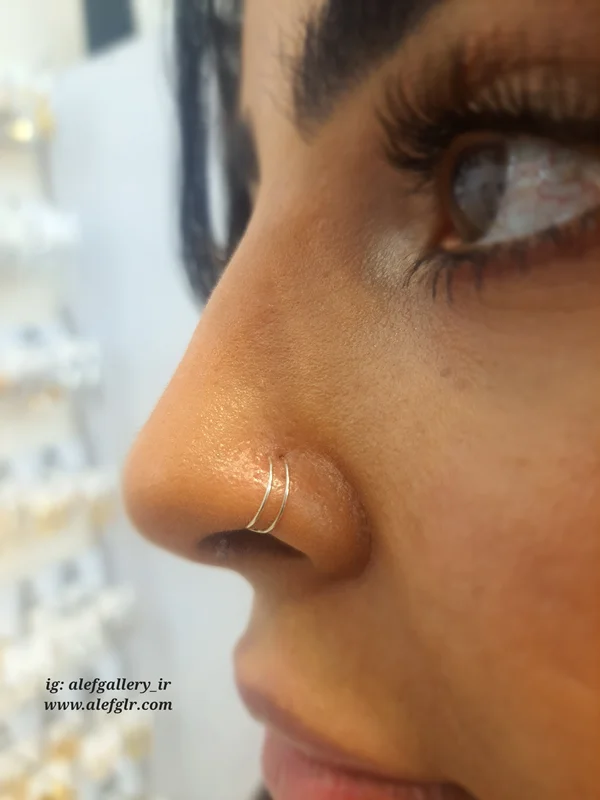 پیرسینگ بینی حلقه دو ردیفه نقره ضد حساسیت | خرید آنلاین