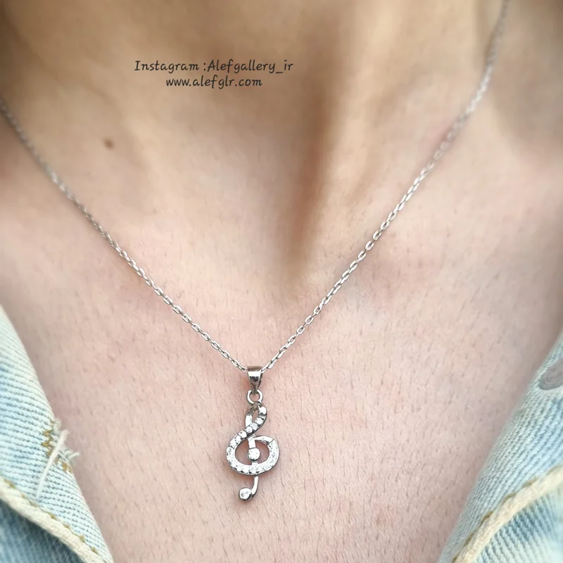 گردنبند نقره نوت موسیقی کد 240709