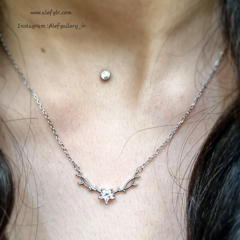 گردنبند نقره ستاره با طرح شاخ گوزن (ارسال رایگان) کد 250138