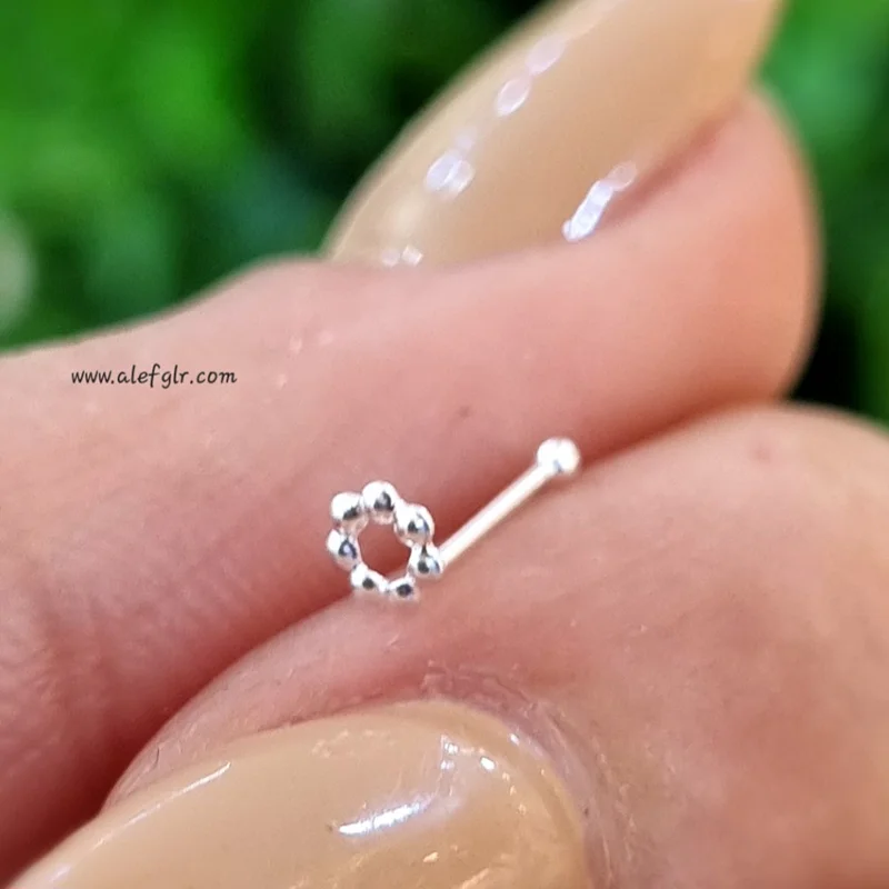 پیرسینگ بینی نقره طرح گل کد 240657