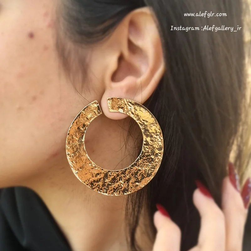 گوشواره ی طلا کوب دفرمه ی دایره ای (ارسال رایگان) کد 250048