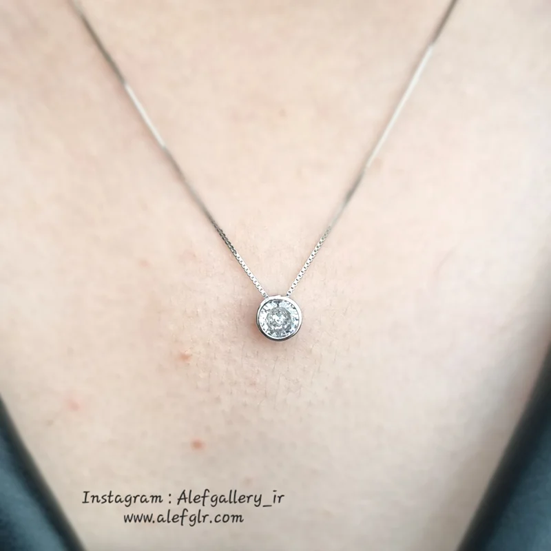 گردنبند نقره طرح تک نگین ابکاری طلا (ارسال رایگان) کد 250058