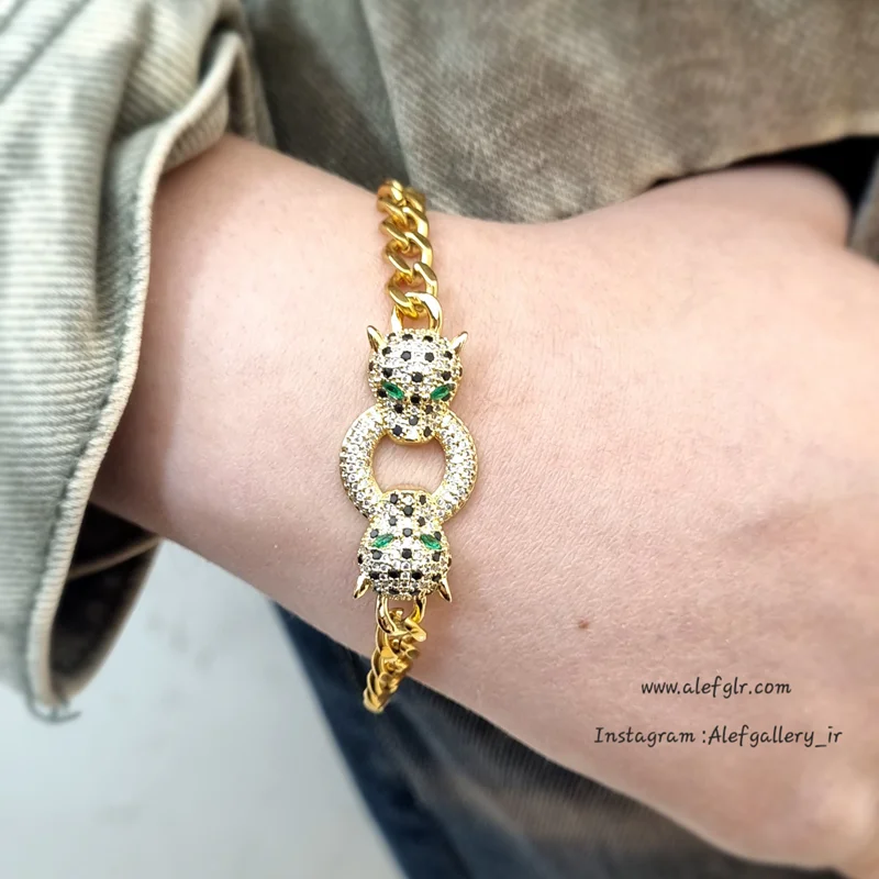 دستبند ببر کارتیر نگین دار (ارسال رایگان) کد 250042