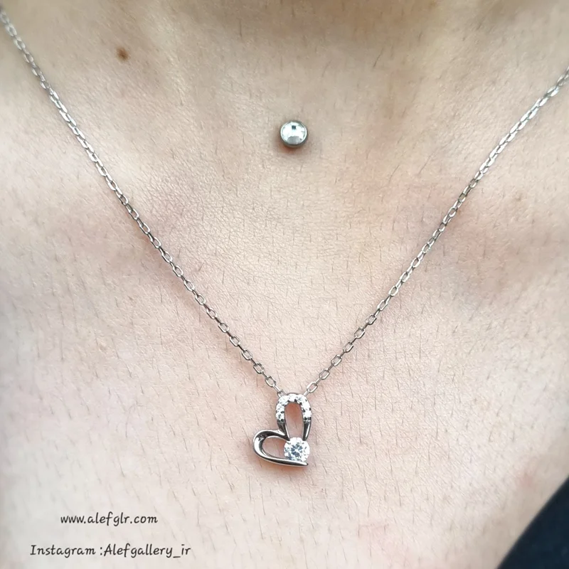 گردنبند نقره قلب تک نگین (ارسال رایگان) کد 250134