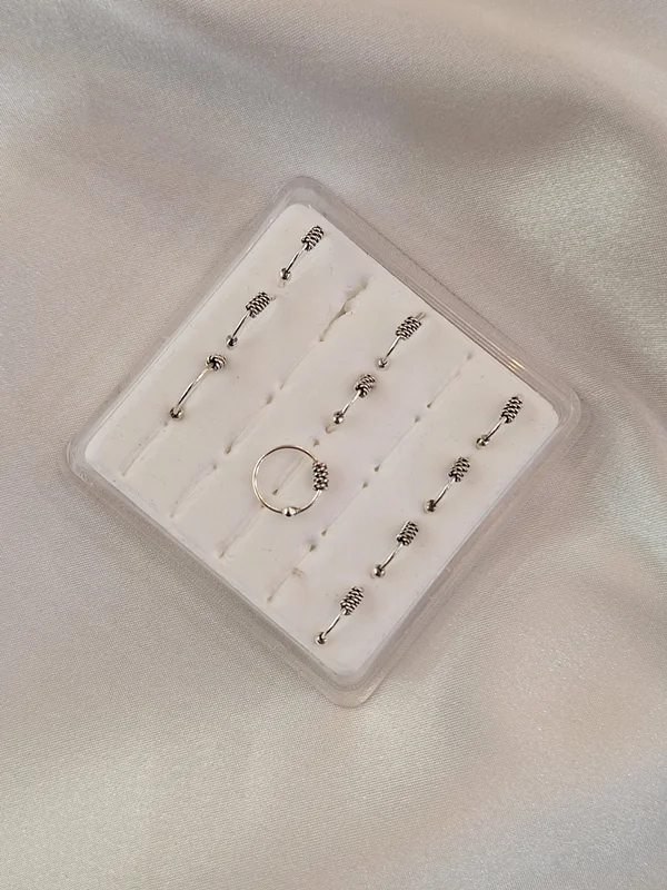 پیرسینگ بینی حلقهای شیاردار توپی با آبکاری طلا و نقره ایتالیا کد 240506