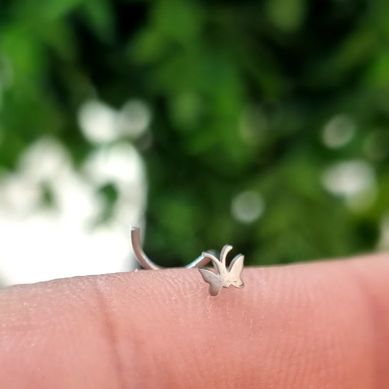 پیرسینگ بینی اچ سی استیل طرح پروانه کد 240633