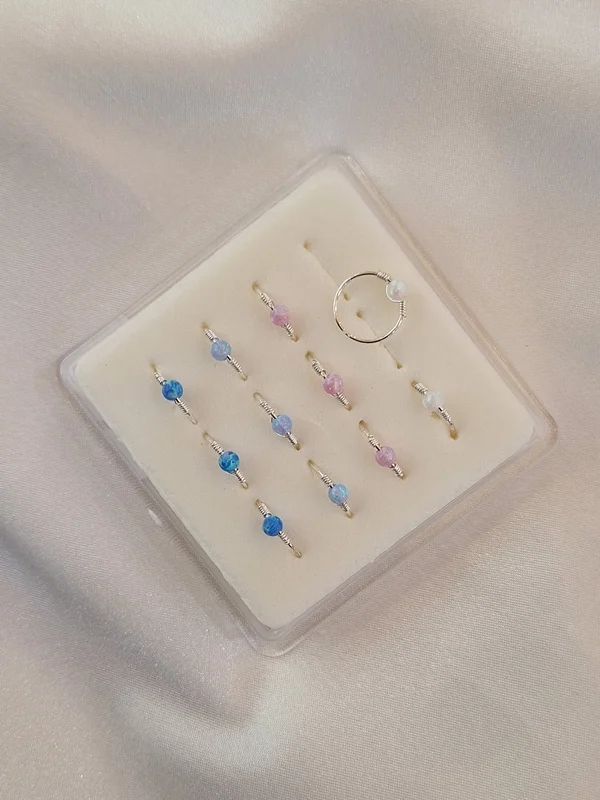 پیرسینگ بینی حلقهای سنگ اپال کد 240503